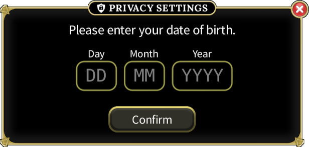 Date of birth interface