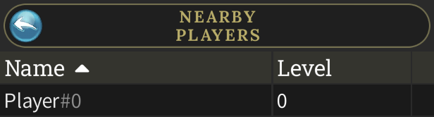 Nearby players interface