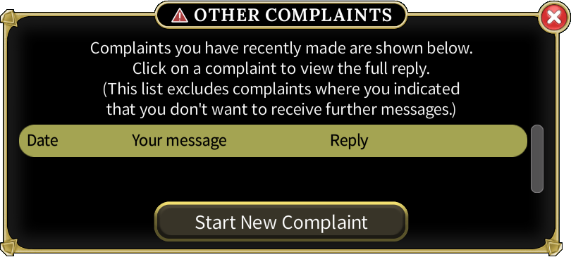 Other complaints interface